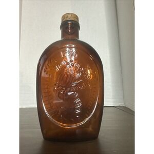 Rare Vintage 1976 Brown Glass Bicentennial Log Cabin Maple Syrup Jar Collectable